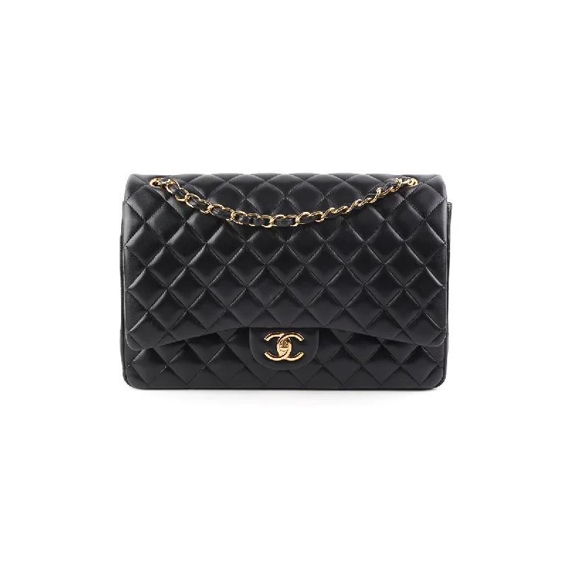 Thick Handle Bags for Comfort -Chanel Classic Flap Maxi Black Lambskin