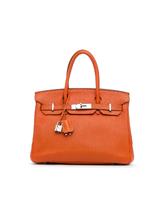 Canvas Handle Bags for Men -Hermes Birkin 30cm Togo Leather Handbag in Orange