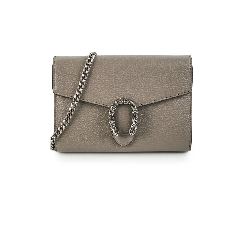 Oval Handle Bags for Elegance -Gucci Dionysus Wallet On Chain Grey