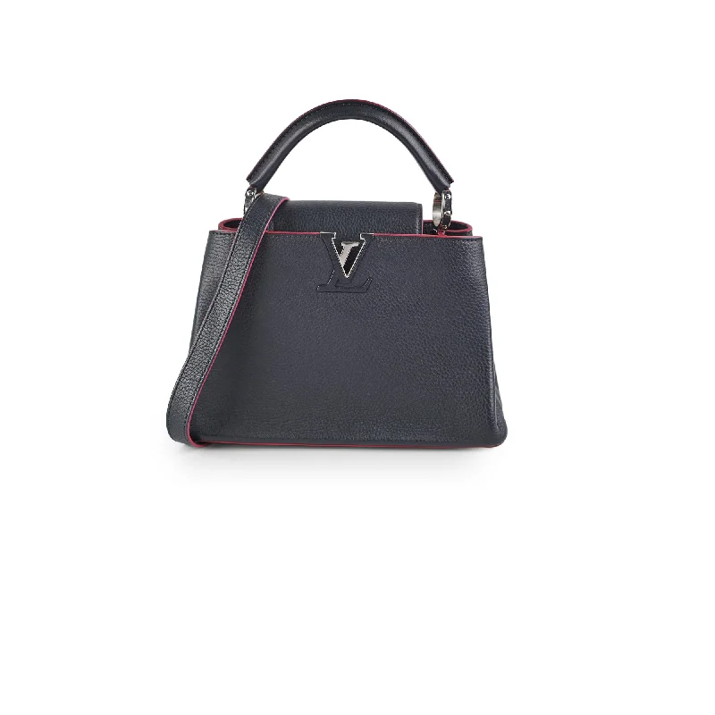 Rectangular Handle Bags for Practicality -Louis Vuitton Taurillion Capucines BB Navy/Fuschia