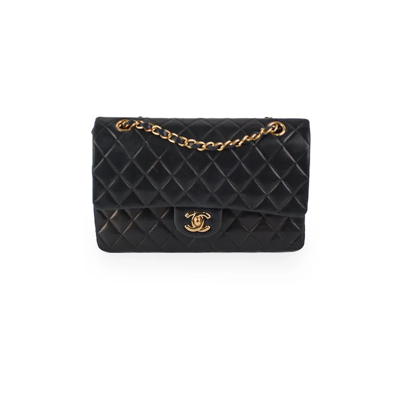 Flap Handle Bags for Security -Chanel Vintage Classic Flap M/L Lambskin Black - Series 7