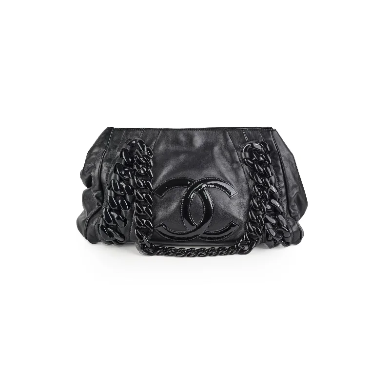 Matte Handle Bags for Elegance -Chanel Resin Modern Chain Tote Black