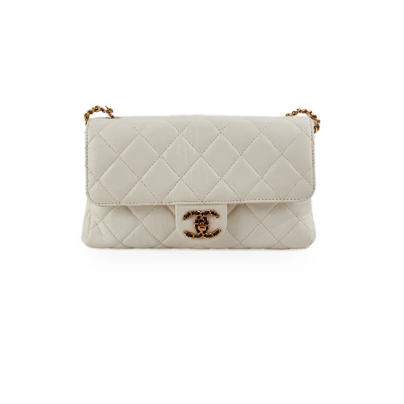 Colorful Handle Bags for Summer -Chanel Seasonal Calfskin Flap White