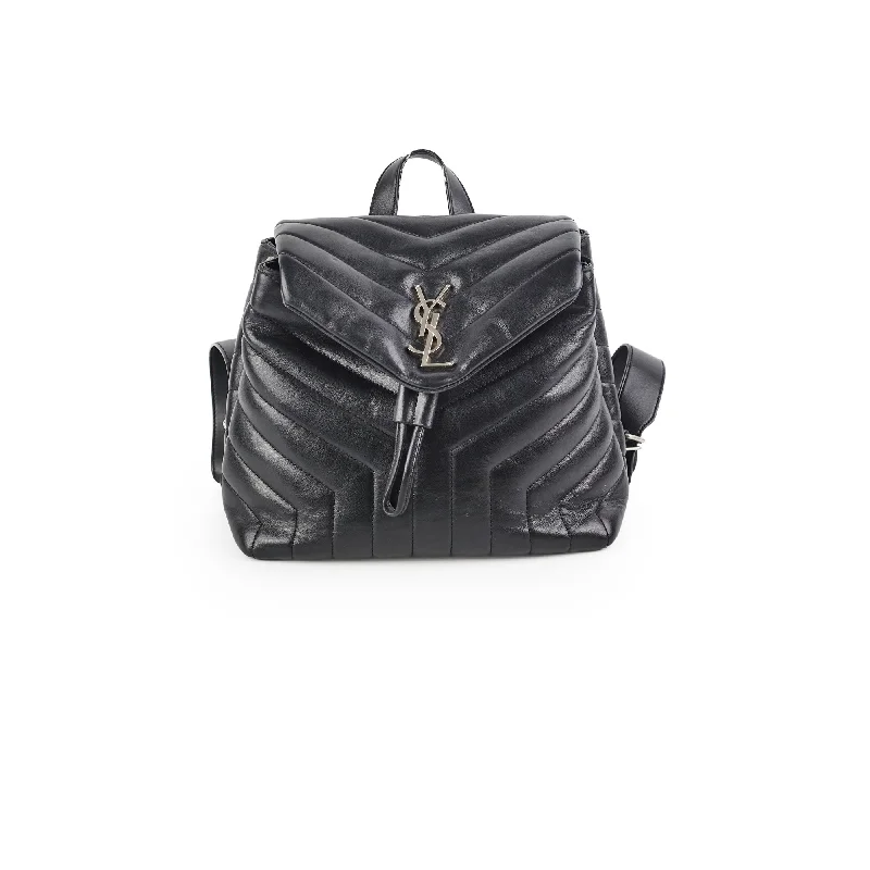 Denim Handle Bags for Casual -Saint Laurent Lou Small Black Backpack