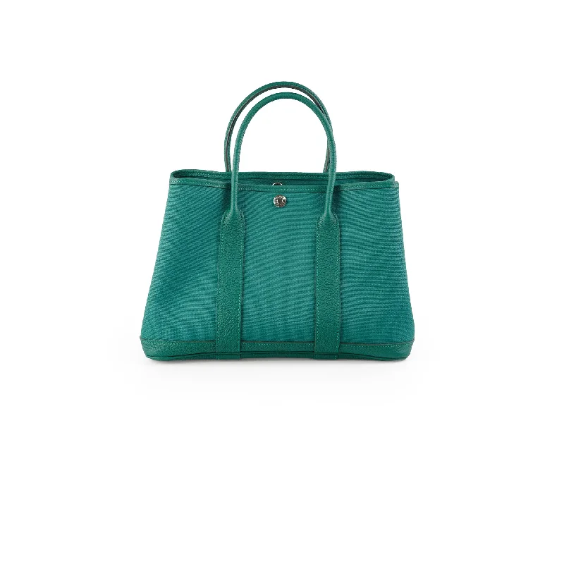 Beach Handle Bags for Sunscreen -Hermes Garden Party 30 Green