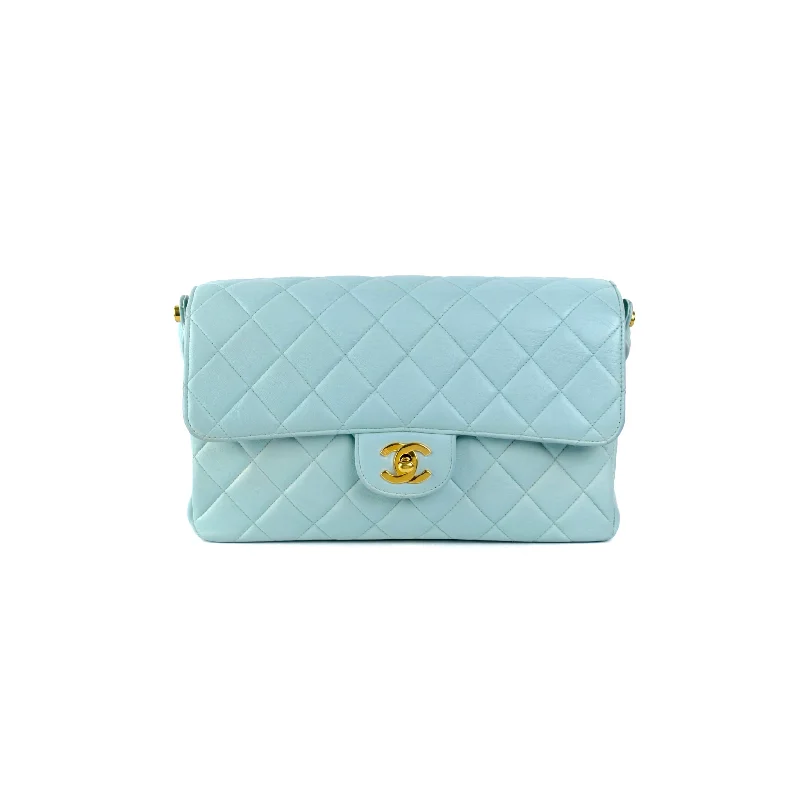 White Handle Bags for Weddings -Chanel Vintage Double Side Flap Bag Blue