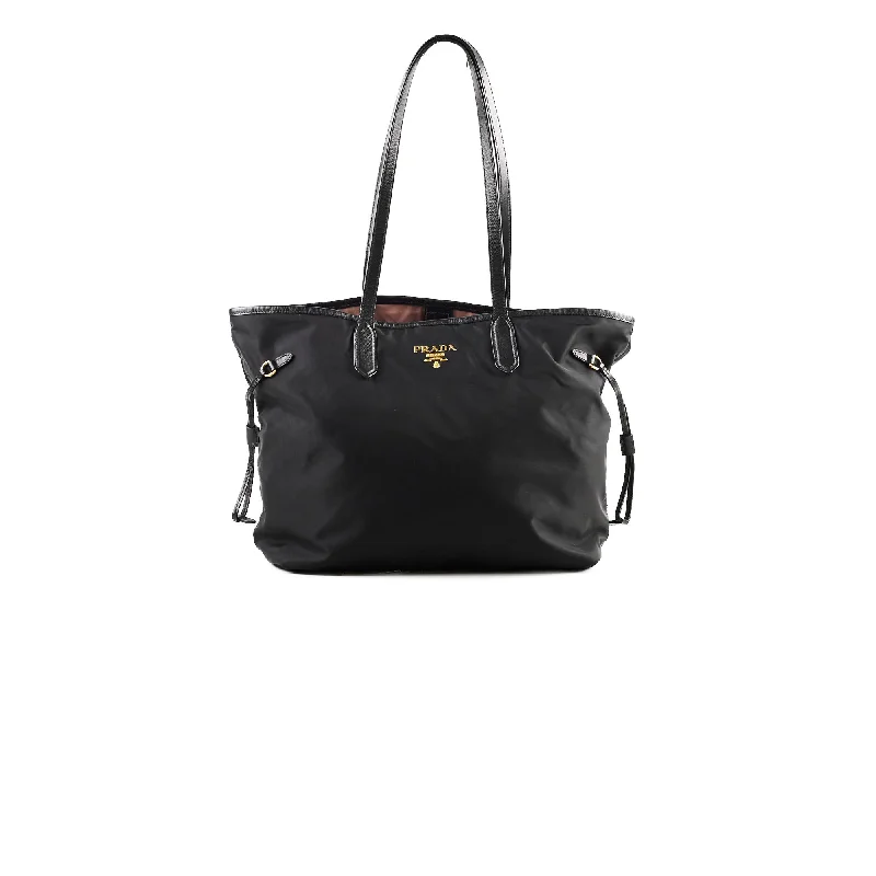 Beaded Handle Bags for Party -Prada Nylon Tote Bag Black