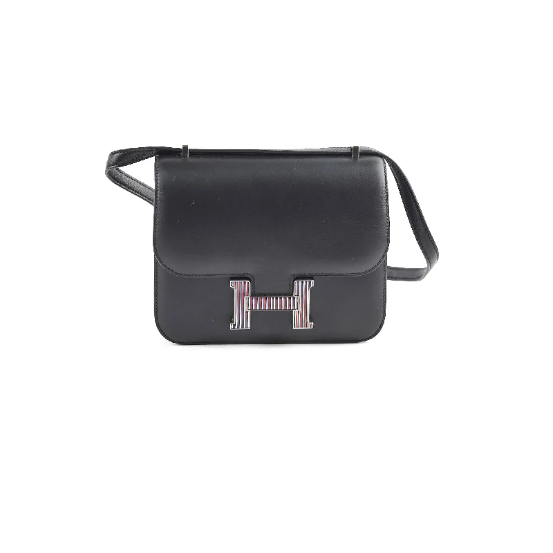 Leatherette Handle Bags for Imitation -Hermes Constance Limited Edition 18 Noir Optique Veau Monsieur Enamel Hardware C stamp