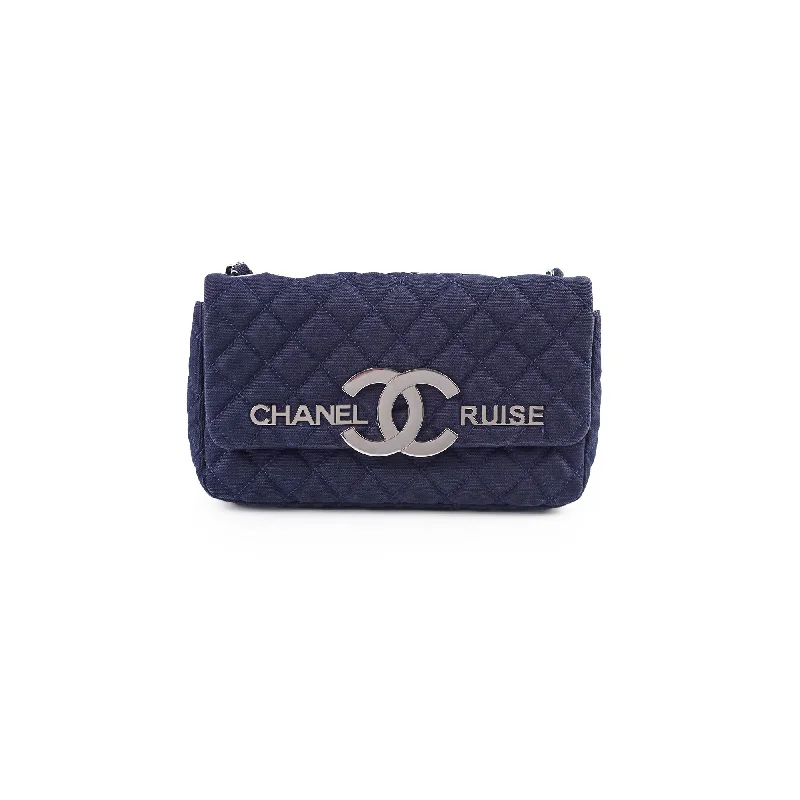 Backpack Handle Bags for Hiking -Chanel Cruise Line Denim Small Flap Bag Navy