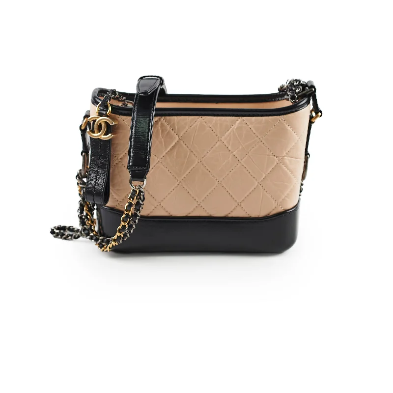 Messenger Handle Bags for Work -Chanel Small Gabrielle Beige Black