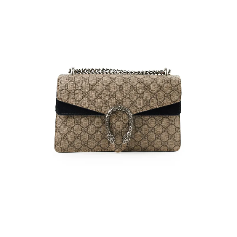 Double Handle Bags for Stability -Gucci Medium Dionysus GG Supreme Shoulder Bag Black