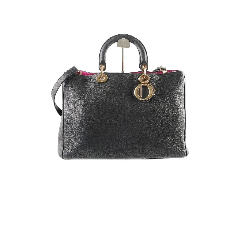 Wooden Handle Bags for Nature -Christian Dior Diorissimo Medium Black