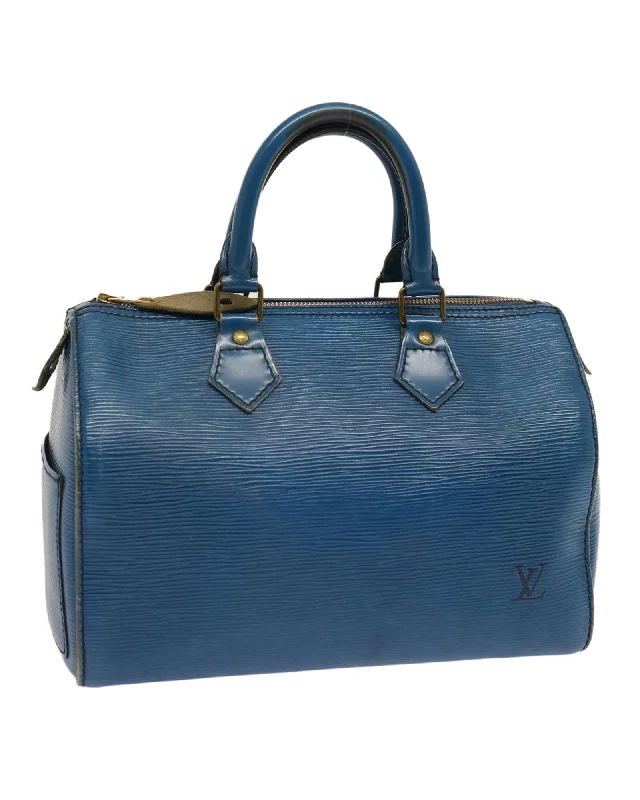 Zippered Handle Bags for Security -Blue Epi Leather Speedy Hand Bag by Louis Vuitton