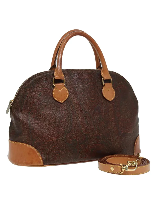 Branded Handle Bags for Status -Paisley PVC Leather Hand Bag in Brown by Etro