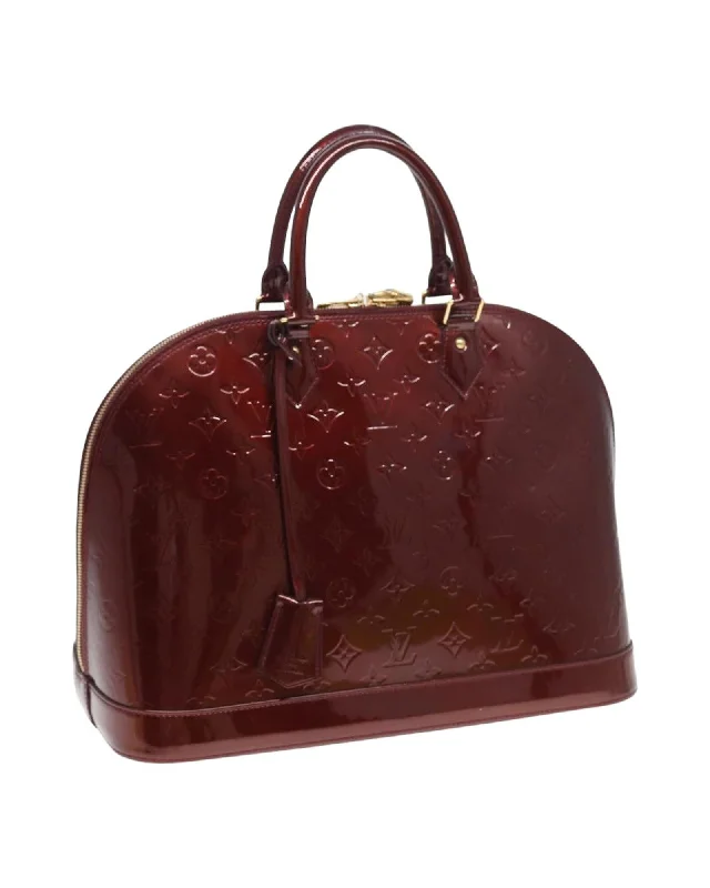 Checkered Handle Bags for Style -Patent Leather Hand Bag with Dust Bag and Key Set