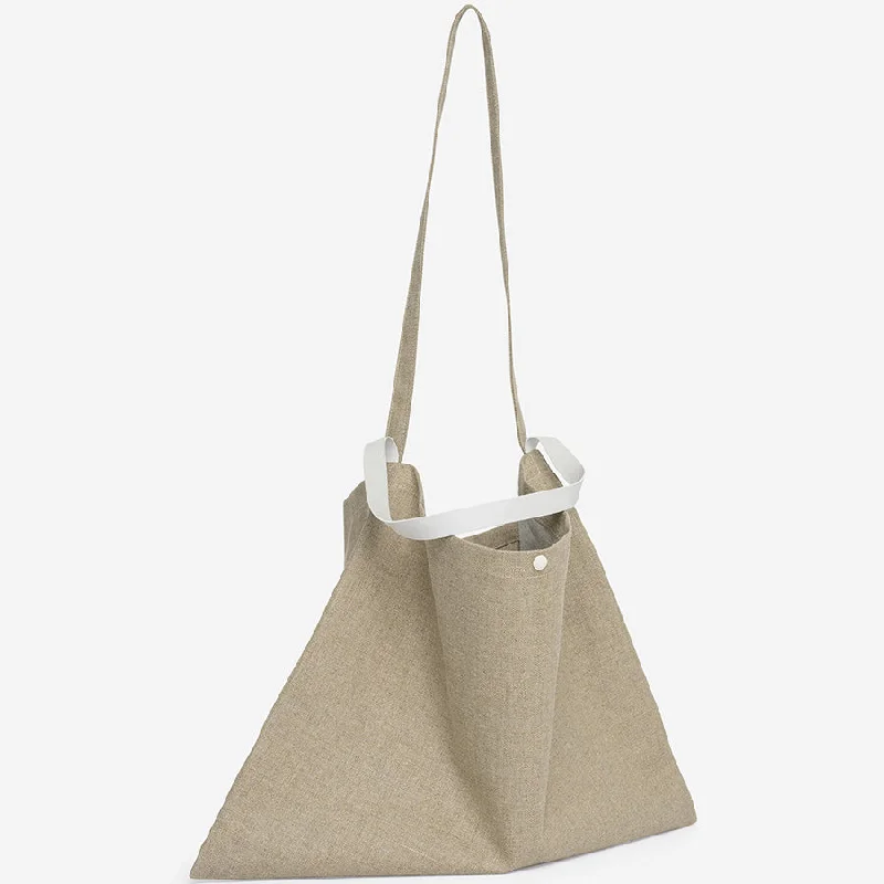 Spacious canvas tote bags for shopping, travel, or beach days -LINEN MESSENGER BAG "AB 115" IN NATURAL