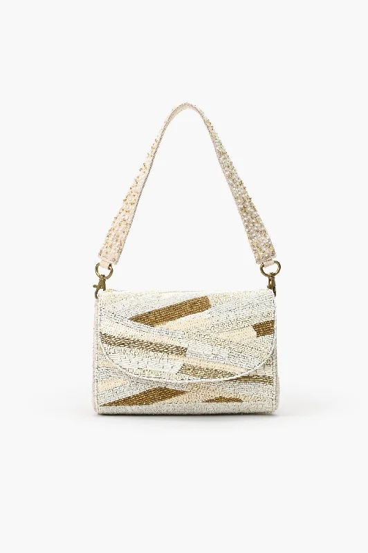 Striped Handle Bags for Trend -AB23836 Winter White Beaded Handbag