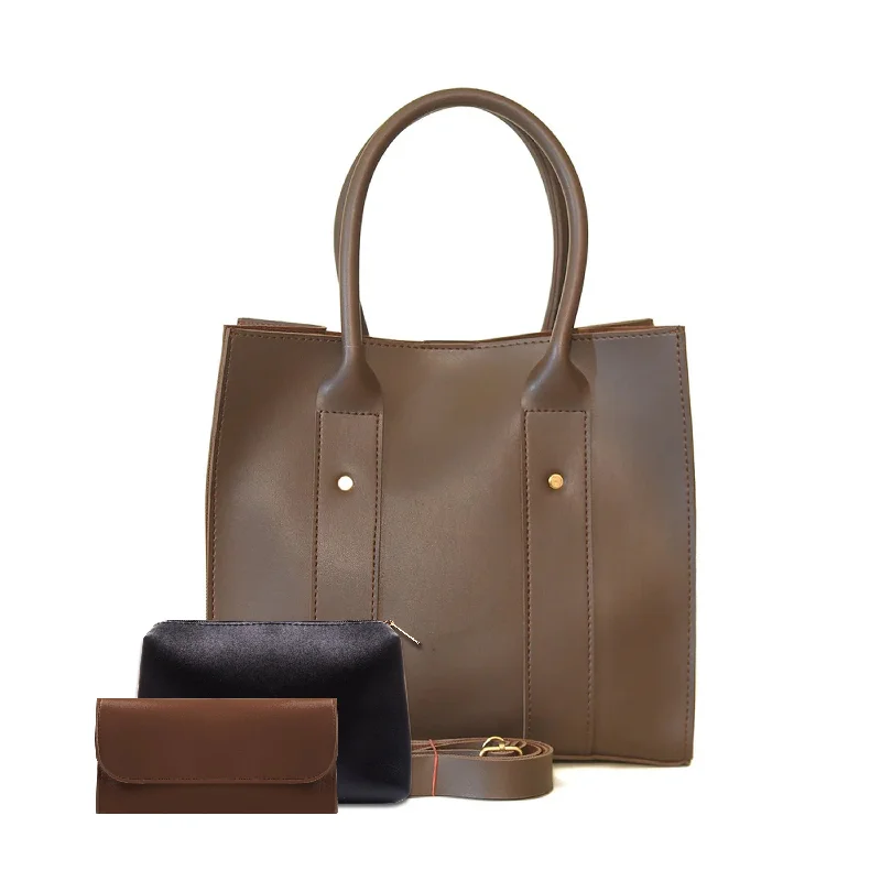 Foldable tote bags for quick storage and convenient use when traveling or shopping -ALBERTA 3 PCS  CHOCO