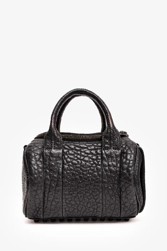 Handcrafted tote bags with artisanal designs for unique, one-of-a-kind accessories -Alexander Wang Black Leather Rocco Bag with Strap