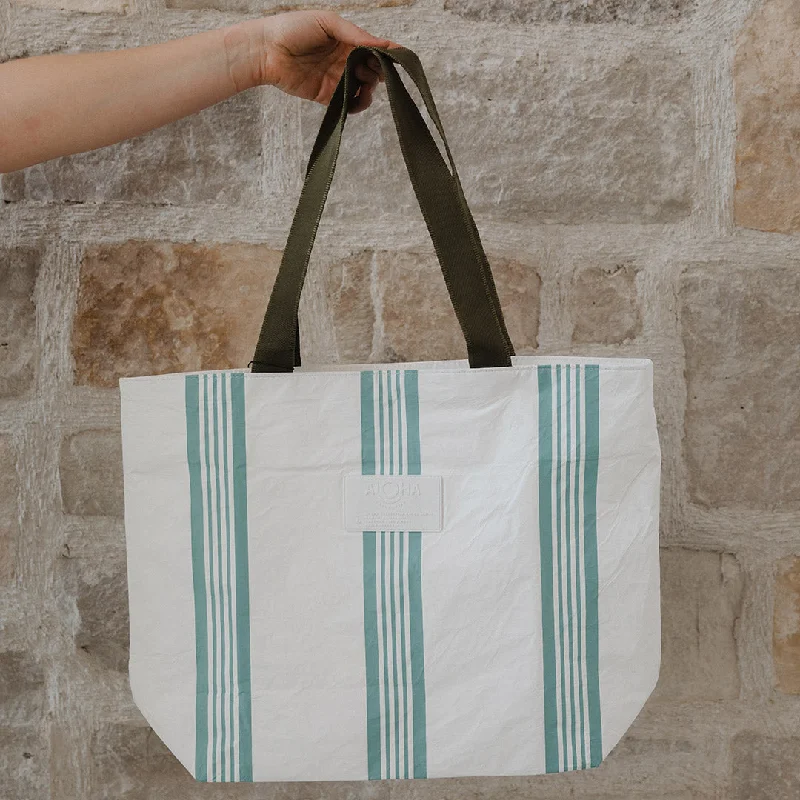 Versatile reversible tote bags for multiple looks in one bag for style flexibility -Aloha Linen Stripe Day Tripper Tote Bag