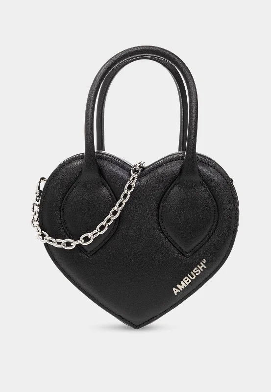 Personalized tote bags with custom text or graphics for unique gifts -AMBUSH Heart Handle Bag - Black