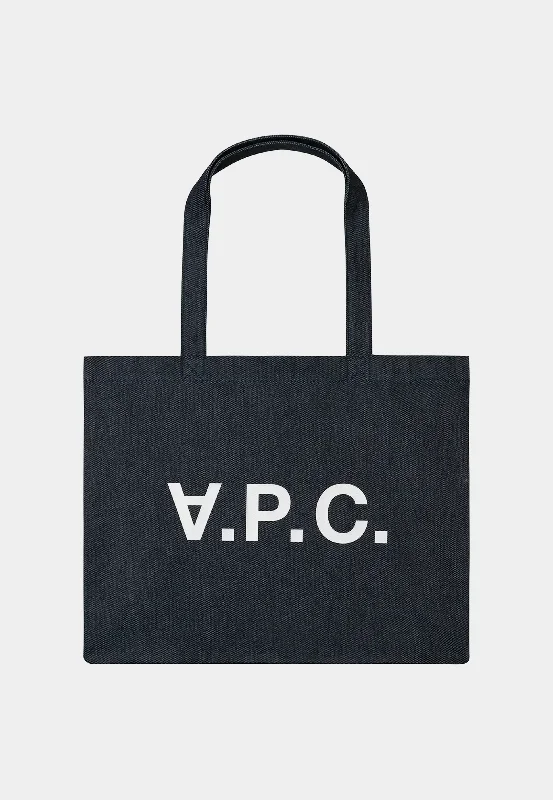 Large canvas tote bags with motivational quotes for a positive and stylish statement -Apc Shopping Daniela ­Indigo