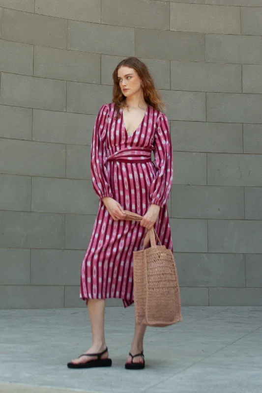 Chic leather tote bags with minimalist designs for timeless sophistication -Atira Ikat Dress Cherry