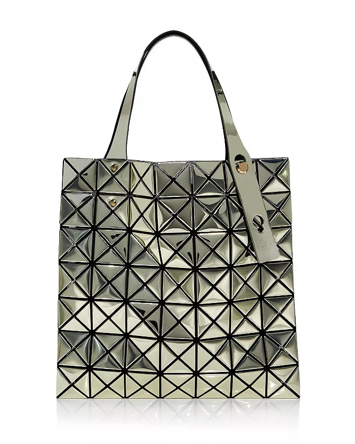 Pearl Handle Bags for Elegance -Bao Bao Issey Miyake Platinum Silver Handbag Metallic Rubber Tote Bag NEW