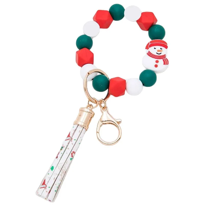 Wool Handle Bags for Winter -BB139X173 Silicone Beaded Christmas Keychain Bracelet