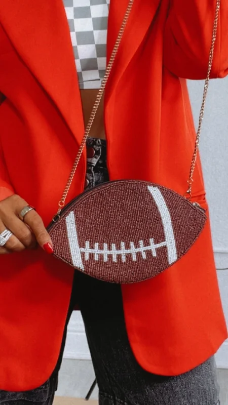 Black Handle Bags for Formal -Beaded Football Clutch