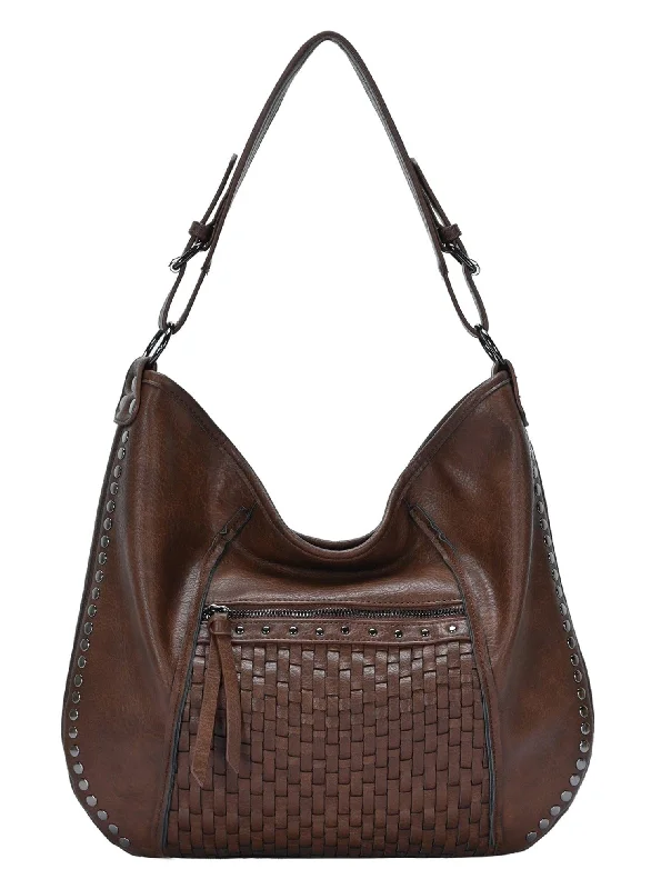 Knitted Handle Bags for Coziness -BGA6332 Josephine Studded Woven Detail Hobo Bag