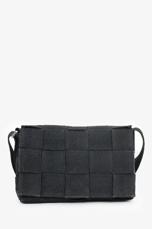 Boho tote bags with unique beadwork and fringe for a laid-back, free-spirited vibe -Bottega Veneta Black Webbing Intrecciato Cassette Bag