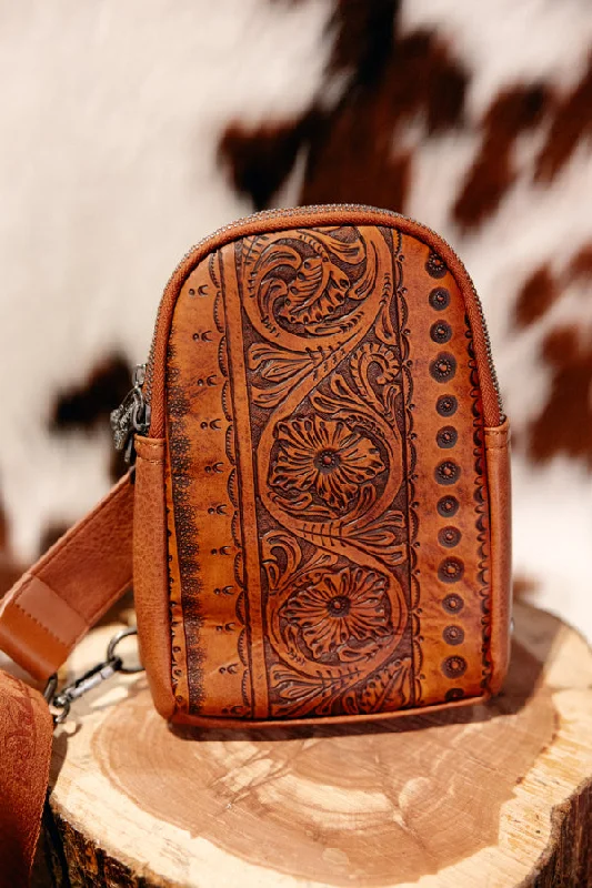 Animal Print Handle Bags -Calum Tooled Leather Sling Bag