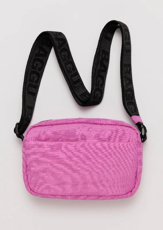 Reusable tote bags with bold prints and eco-conscious messaging for sustainable living -Camera Crossbody - Extra Pink