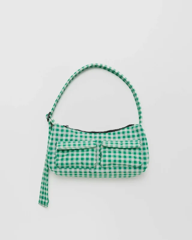 Structured tote bags with minimal hardware for a clean, contemporary design -Cargo Shoulder Bag - Green Gingham