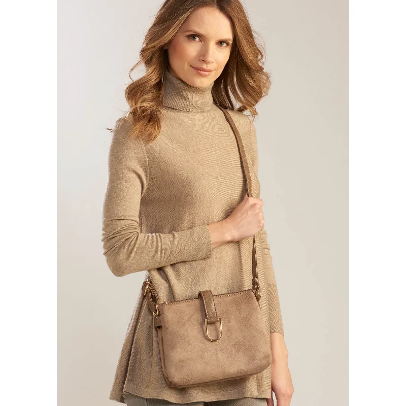 Handcrafted tote bags with artisanal designs for unique, one-of-a-kind accessories -Charlie Paige Evelyn Ultrasuede Crossbody - Taupe