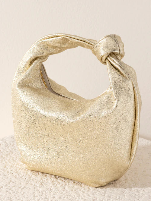 Practical tote bags with reinforced handles for heavy-duty use and long-lasting durability -Chrissy Knotted Metallic Top Handle Gold Bag