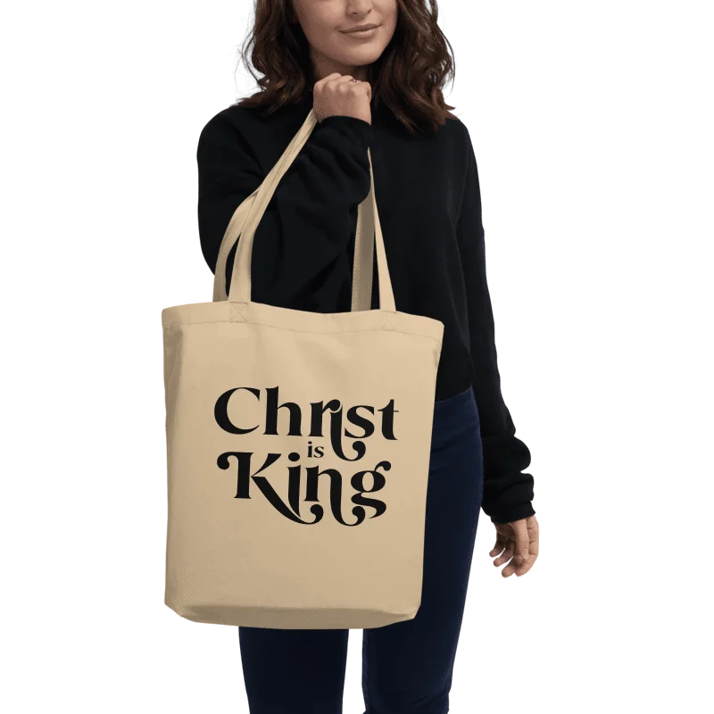 Durable leather tote bags for everyday use with spacious compartments for convenience -Christ is King, Catholic Tote, Christian tote, Christian purse, Faith Religious bag, women's gift, overnight bag, Eco Tote Bag