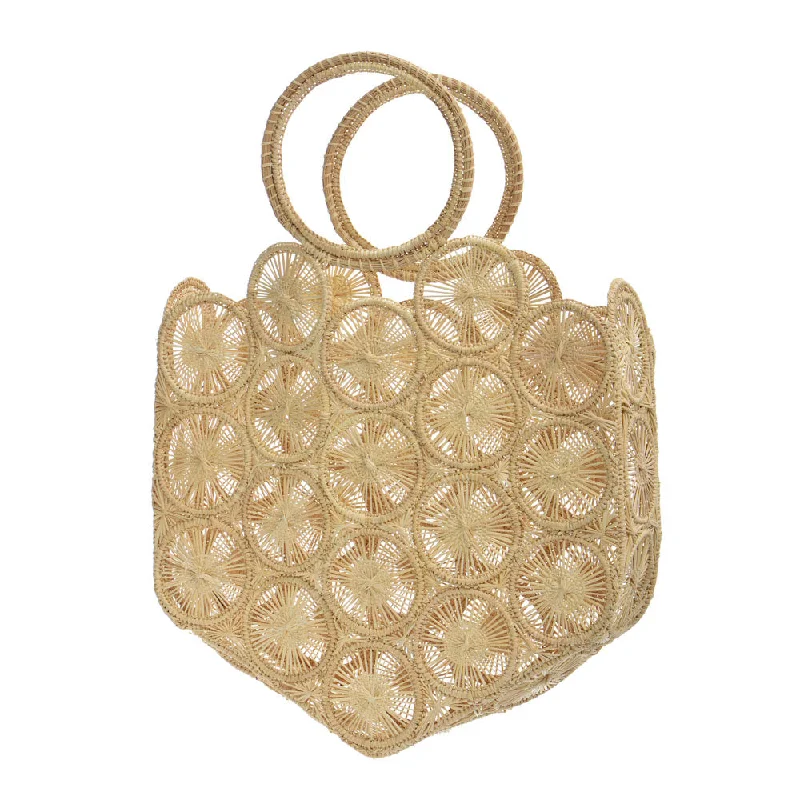 High-fashion leather tote bags with smooth textures and gold hardware for sophistication -Alamo Basket - Natural