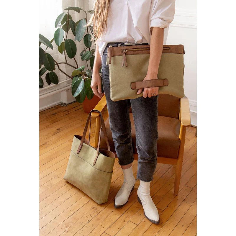 Small Handle Bags for Essentials -Danica Tote with Laptop Bag