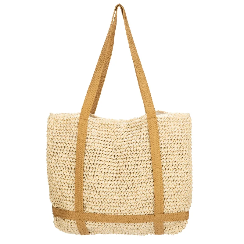 Colorful woven tote bags for a summer-ready accessory that stands out -Day Trip - Woven Tote with hat Holder Straps