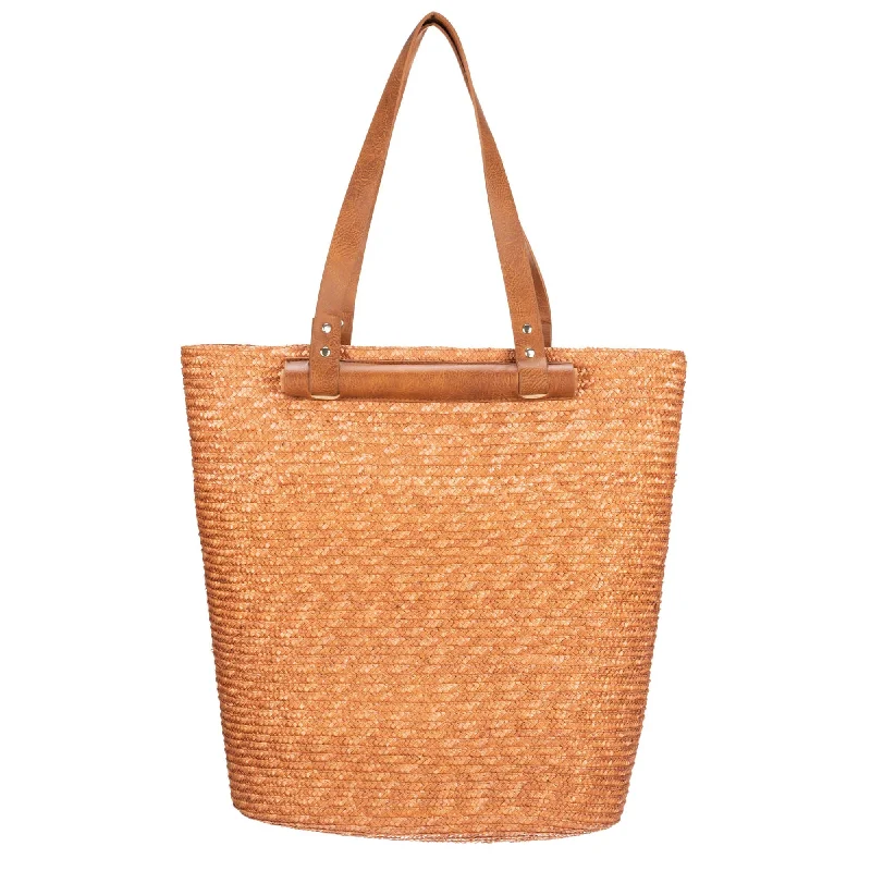 Brightly colored tote bags for a bold and energetic addition to your wardrobe -Daydreamer - Wheat Straw Tote with Leather Handles