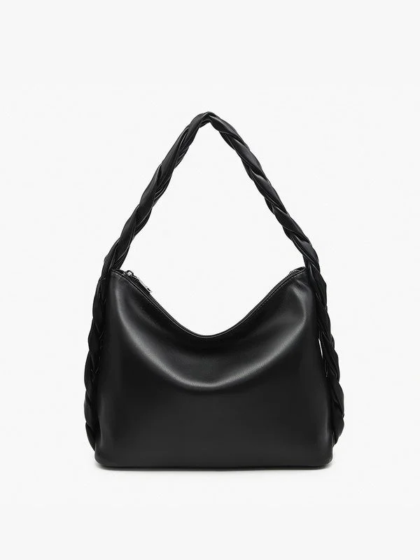 Black Handle Bags for Formal -Delilah Knotted Hobo Bag - Black