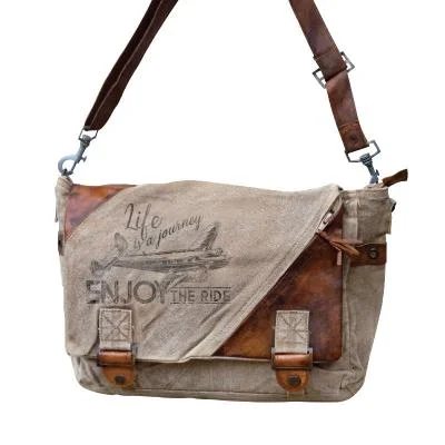 Lightweight and foldable tote bags with cute prints for packing and portability -Enjoy The Ride Airplane Messenger Bag