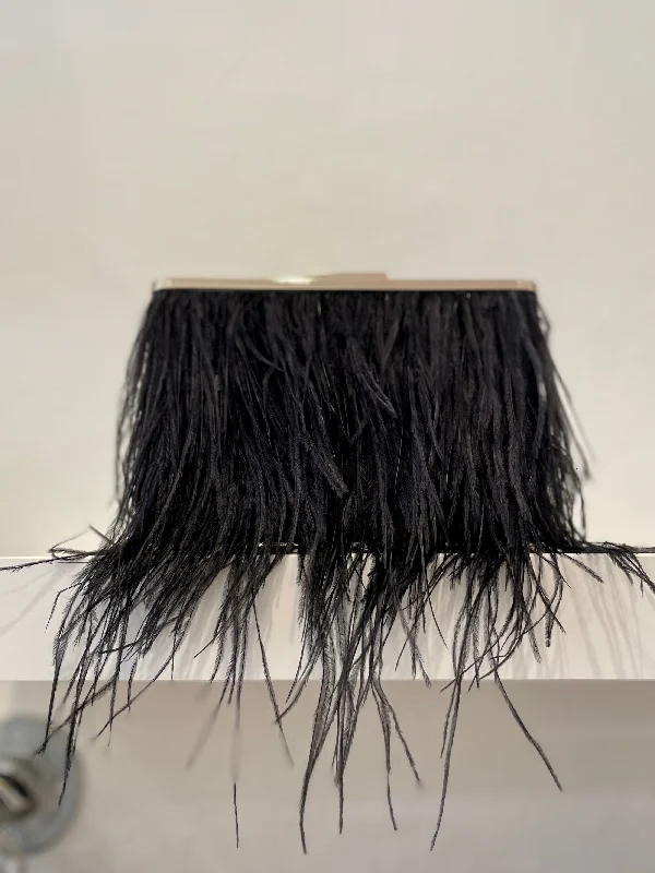 Black Handle Bags for Formal -Estelle Feather Clutch