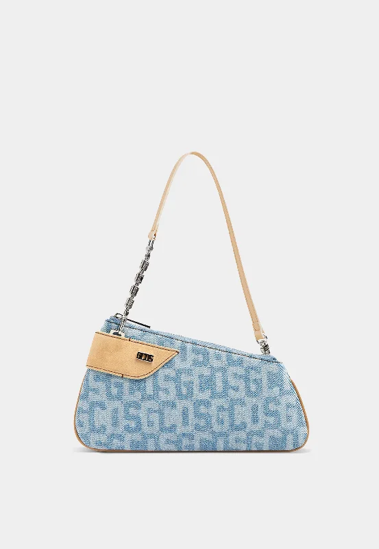 Simple yet stylish beige tote bags for a neutral, versatile accessory option -Comma Notte Gcds Monogram Denim Bag Light Blue