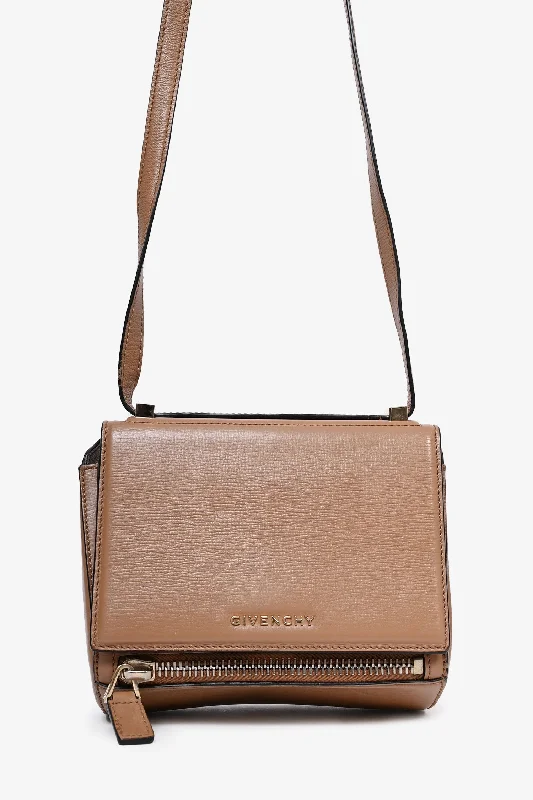 Soft and comfortable felt tote bags for cozy yet stylish everyday use -Givenchy Brown Leather Mini Pandora Bag