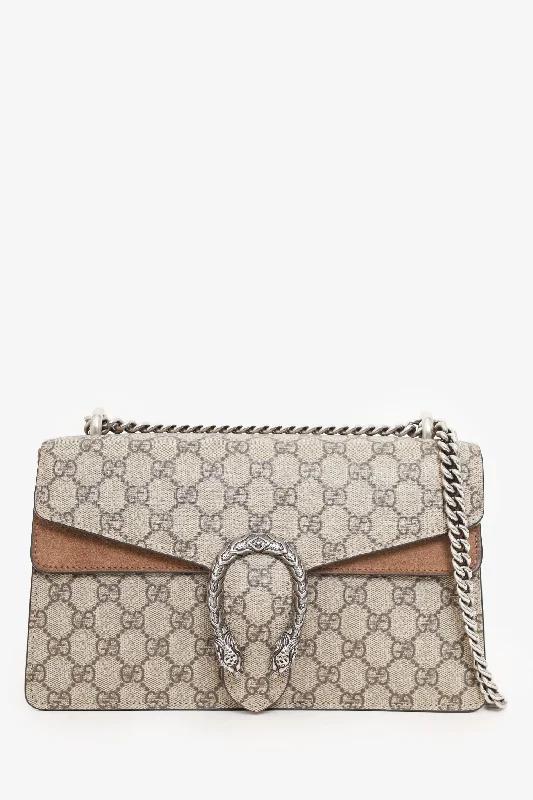 Versatile tote bags with zippered closures for added security and convenience -Gucci Beige GG Supreme Medium Dionysus Shoulder Bag