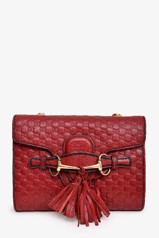 Lightweight tote bags perfect for carrying books, groceries, or essentials -Gucci Burgundy Guccisima Leather 'Emily' Chain Crossbody