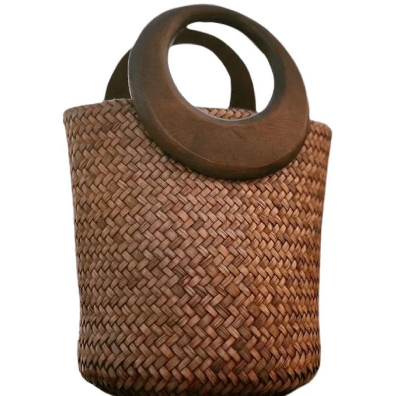 Oval Handle Bags for Elegance -Woven Bucket Bag